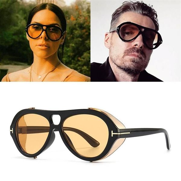 Güneş gözlüğü moda serin neughman navigator stil steampunk erkek kadınlar 2023 punk yan kalkan marka tasarımı yuvarlak güneş gözlükleri UV400Sun237y