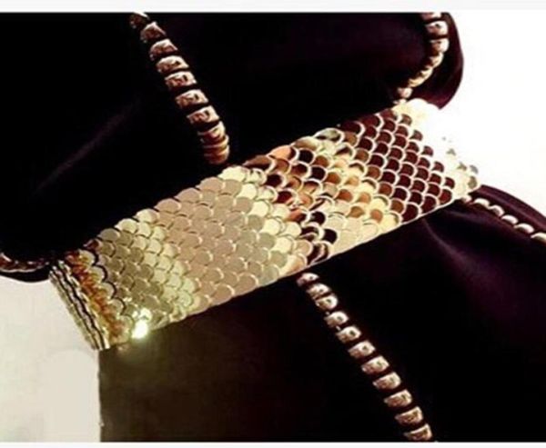 Эластичный черный пояс женский золотой пояс металлическая чешуя из рыбьей кожи украшенные ремни эластичный пояс в стиле панк лоскутное женское платье Girdle3840430