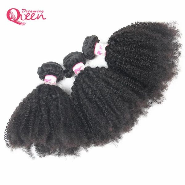 Tece mongol afro kinky encaracolado cabelo humano tece mongol virgem pacotes de cabelo humano 3 pçs cor preta natural frete grátis