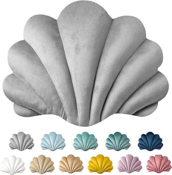 Inyahome 3D-Deko-Kissen, Muschelförmiges Akzent-Wurfkissen, weicher Samteinsatz inklusive Kissen für Couch, Bett, Wohnzimmer, 240103