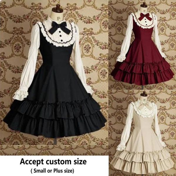 Kostüm Kostenloser Versand Frauen Sommerkleid Maid Cosplay Lolita Kleid Retro Spitze Tägliche mittelalterliche Gothic für Mädchen