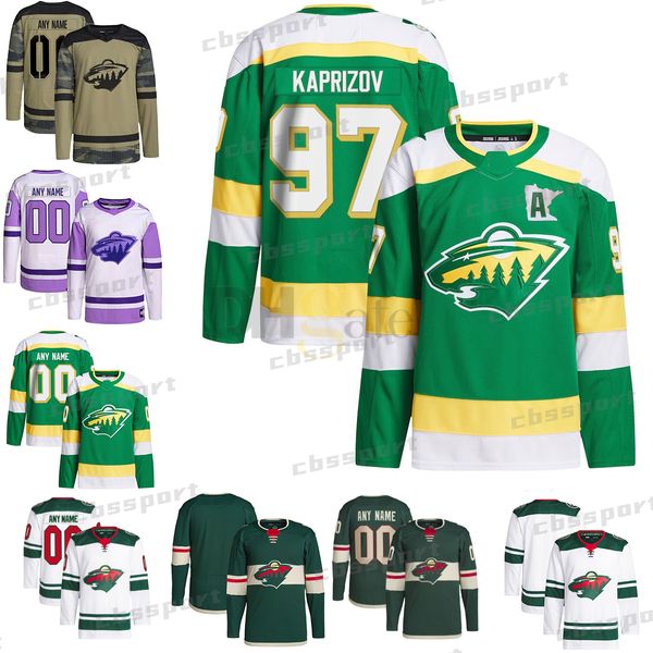 97 Kirill Kaprizov Minnesota Wild Jersey 12 Matt Boldy 29 Marc-Andre Fleury Frederick Gaudreau Spurgeon Mats Zuccarello Pat Maroon Marcus Foligno Joel Eriksson Ek