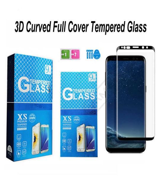 Protetor de tela de vidro temperado curvo 3D para Samsung Galaxy S23 S22 S21 S20 Note 20 Ultra S10 S8 S9 Plus Note 10 Note8 Note9 S10E1696550