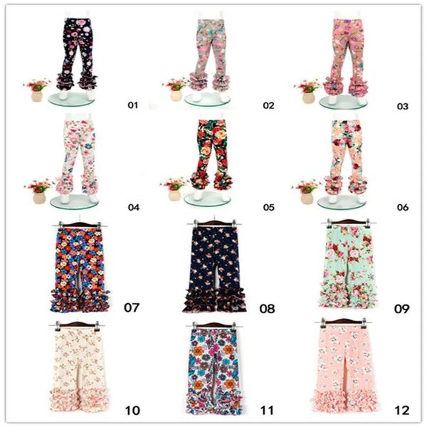 Calças justas da criança crianças bebê menina impressão leggings leggings calças de renda moda crianças meninas calças 06y para 21 cores