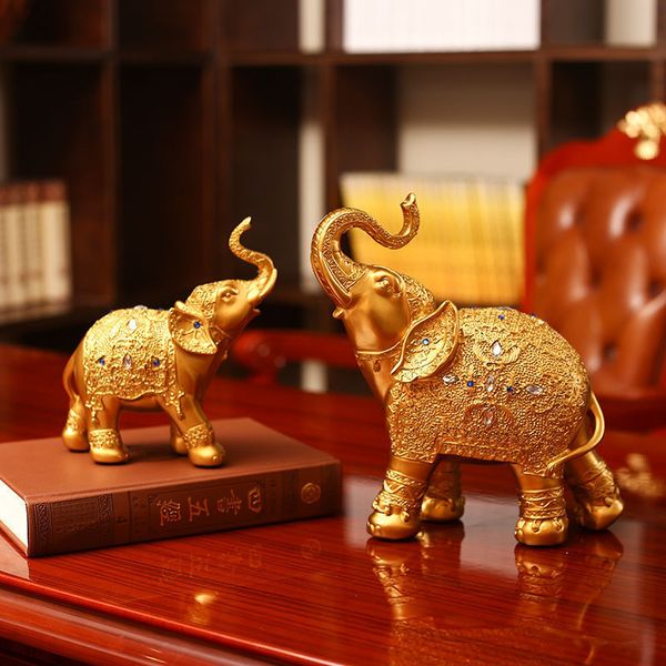 Европа смола Тайский слон украшения ремесла дома фигурная фигурная статуэтка творческая миниатюрная модель свадебные подарки мама сын слон T200617