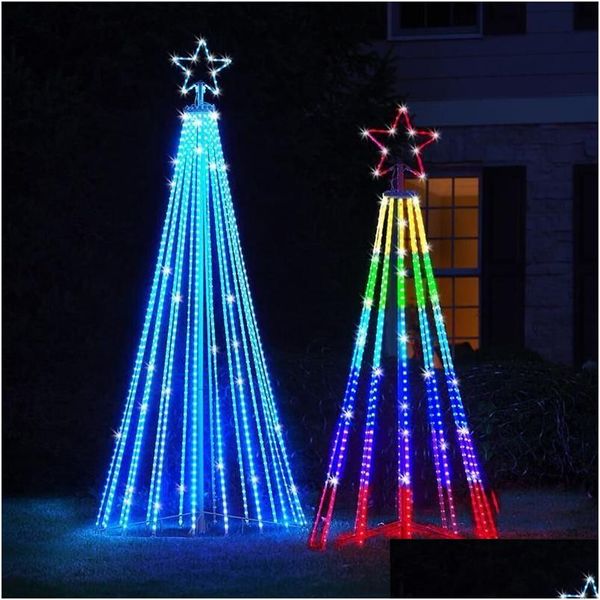 Noel Süslemeleri Est Led Tree Lightshow Dize Şelalesi Yıldız Işıkları Açık Mekon Mtikolor Bahçe Yards Düğün Partisi Drop Deliv Dh3UW