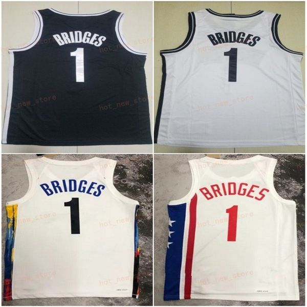 Basketball Mikal Bridges Trikot 1 Man City Ben 10 Simmons Stickerei Earned Icon Schwarz Weiß