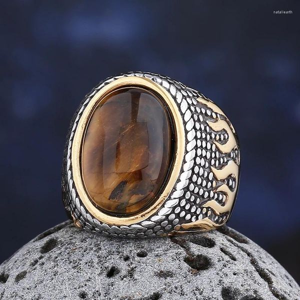 Кластерные кольца 316L из нержавеющей стали древнее Ближнее Восток в арабском стиле каменное кольцо опал anel украшения для мужчин Женщины Подарок свадьба