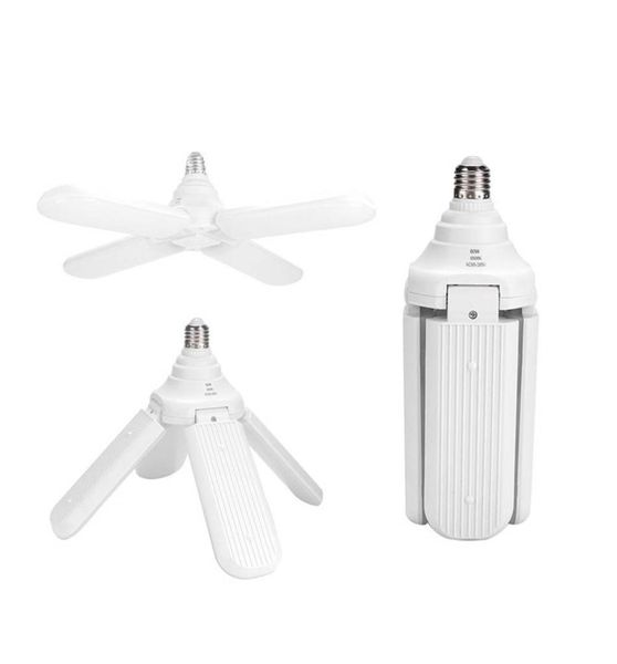 Edison2011 E27 Fan Blade LED Ampul 60W 4 Blade Katlanır Garaj lambası 110265V Ayarlanabilir Tavan Aydınlatma Sıcak WhiteCoo 5869621