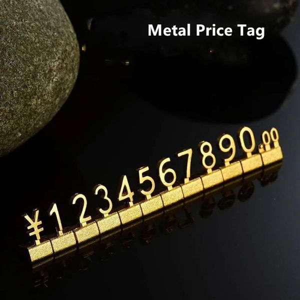 Bracciale 10 set Cartellino del prezzo in metallo 3D Visualizza lo stesso prezzo digitale Cubi Etichetta del prezzo dei gioielli Orologio Etichetta del prezzo dell'iPhone Prezzo in Euro Dollaro