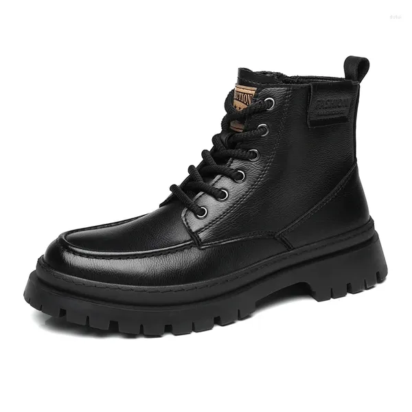 Stivali da lavoro autunnali da uomo in pelle marrone nero da uomo, comode scarpe casual per uomo, marca, moda, cerniera, cowboy