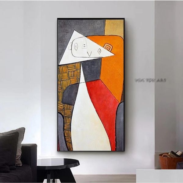 Pinturas Picasso Óleo sobre Lona Famosa Reproduções de Arte Abstrata Pôsteres de Parede e Handmade para Decoração de Sala de Estar Sem Moldura Drop Deli Dhrqi