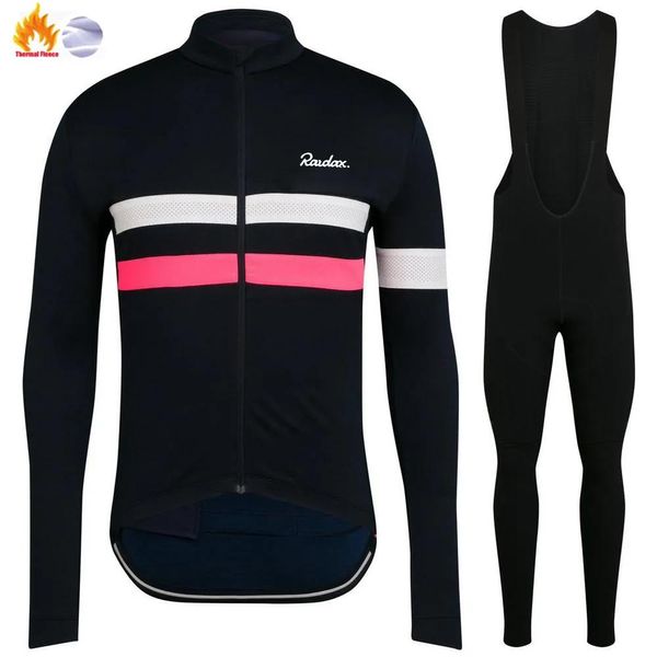 Sets Radtrikot-Sets Raudax Winter Radtrikot Warme Jacke Herren Fahrradbekleidung MTB Radhose Set Ropa Ciclismo Triathlon Cy