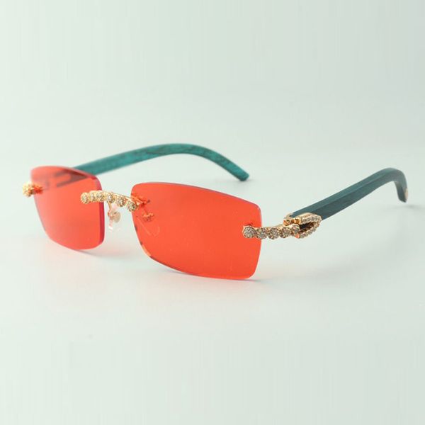 Occhiali da sole Bouquet Diamond 3524012 con occhiali con bastoncini di legno verde acqua naturale Lenti 3.0 Spessore