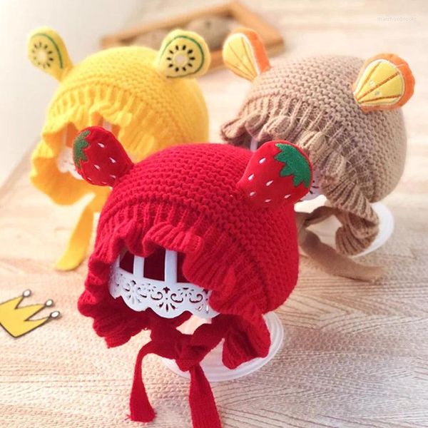 Berretti Autunno Inverno Bambino Caldo Cappello Lavorato a Maglia Bella Principessa Berretto Protezione per Le Orecchie Esterna in Lana per Neonati Accessori per Capelli per Bambini