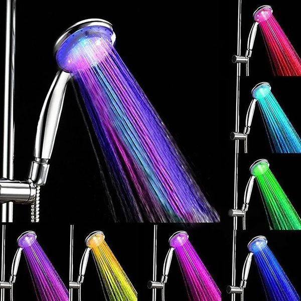 Heads Ninth World Soffione doccia rotondo per bagno con soffione doccia a LED colorato a risparmio idrico automatico a 7 colori