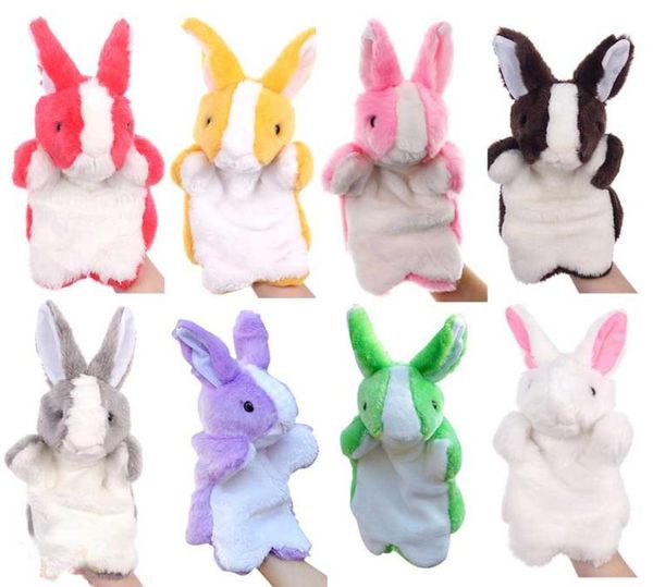 Bonito macio animal brinquedos de pelúcia coelhos dos desenhos animados fantoches de mão para crianças fingir brinquedos atividade criativa props1216998