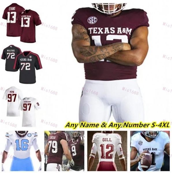 Texas AM Aggie College Football Jerseys Haynes King Max Johnson Devon Achane Ainias Smith Evan Stewart Yulkeith Brown Chris Russell Jr.