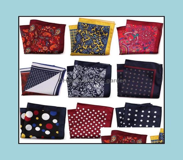 Lenços Acessórios de Moda 23x23 cm Mans Bolso Quadrado Lenço Impressão Polka Dot Floral Peito Toalha Tamanho Grande Lenço Fo1219008