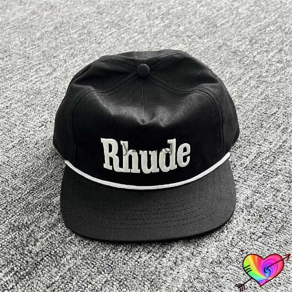 Schwarz Rhude Rh Hüte Männer Frauen Vintage Snapback Caps Schwere Stickerei Weiße Seil Linie Baseball Kappe TGI7 4QWF LILG LILG IUSH