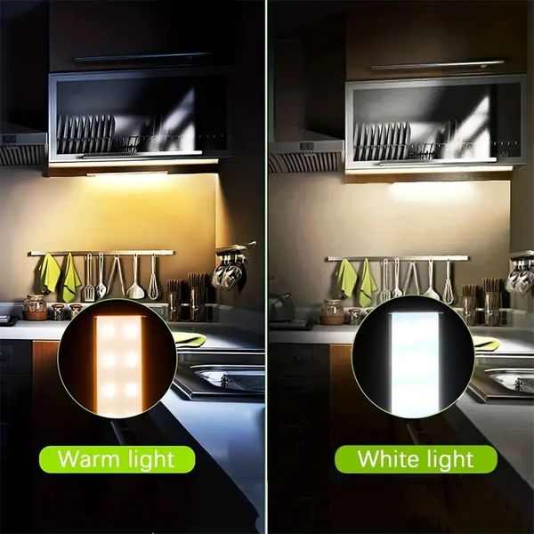 Luce per armadio con sensore di movimento a LED da 1 pz, illuminazione sotto il bancone dell'armadio, luci notturne da cucina ricaricabili USB magnetiche wireless