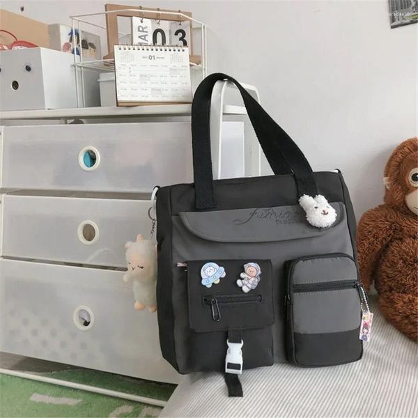 Sacos da noite bonito ombro tote meninas kawaii preppy na moda nylon retalhos escola bookbag para adolescente moda estudante crossbody bolsa