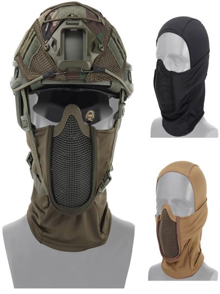 Taktische Kopfbedeckung Maske Airsoft Half Face Mesh Maske Radfahren Jagd Paintball Schutzmaske Shadow Fighter Headgear1851595