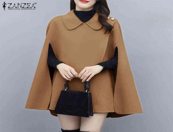 ZANZEA 2021 Plain Work Button Cape Femme Abbigliamento Party Outwear Poncho Donna Autunno Elegante Casual Senza maniche Mantello Street Cappotti H6222447