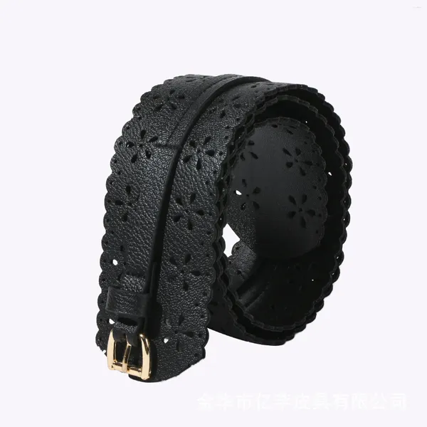 Cintos largos cinto mulheres para vestidos pequena margarida oco preto pu cintura vintage senhoras casaco suéter decorativo punk espartilho