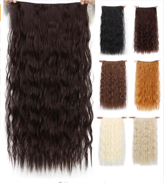 Grampos longos na extensão do cabelo sintético natural cabelo onda de água loira preto 22quot 55 cm para mulher resistente ao calor 4085804