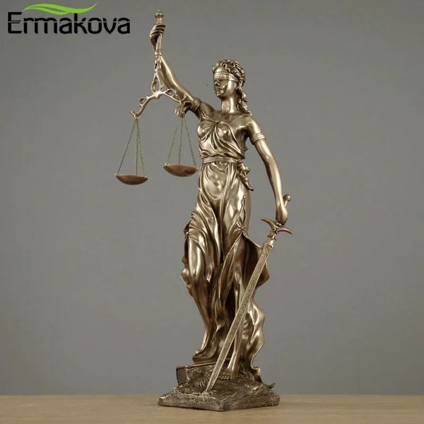 Ermakova europeu antigo bronze grego justiça deusa estátua justo anjos resina escultura ornamentos desktop decoração para casa presente 240103