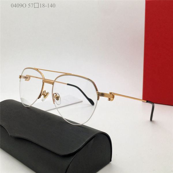 Novo design de moda em forma de piloto óculos ópticos de metal meia armação para homens e mulheres estilo de negócios leve e fácil de usar modelo 0409O