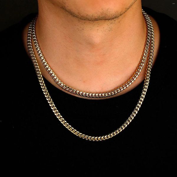 Ожерелья с подвесками RACHELZ, минималистичная модная кубинская цепочка из нержавеющей стали в стиле хип-хоп, 14-каратное позолоченное ожерелье для мужчин и женщин, ювелирные изделия, не тускнеют