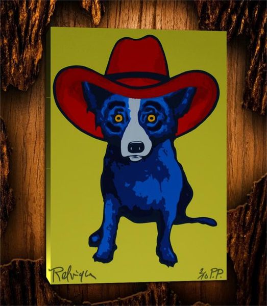 Cão azul procurando por Gary Cooper1 peças impressões em tela arte de parede pintura a óleo decoração de casa sem moldura 24X324976966