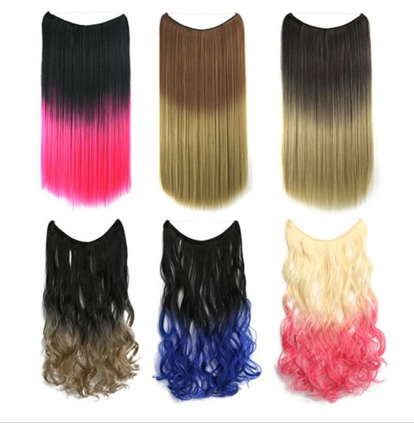 24 pollici Ombre Color Loop Micro Anello Estensioni per capelli dritti Wave Sintetico Linea di pesce Bundle MW8006B6370489