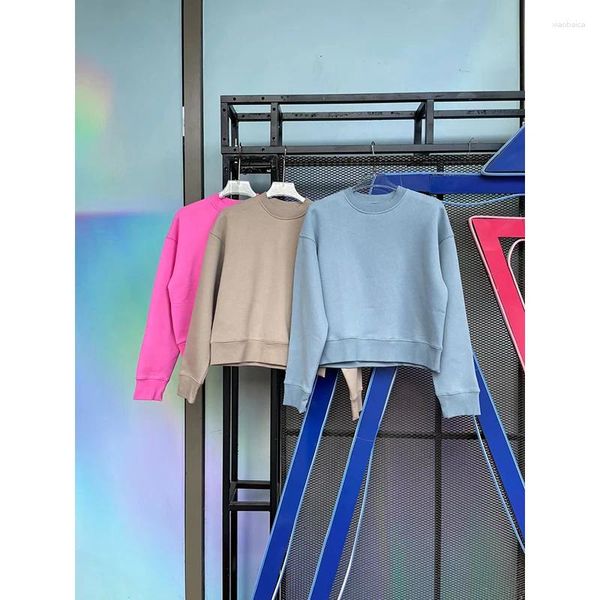 Felpe con cappuccio da donna Kardashian Same Outdoor Collection Solido girocollo ampio con pullover in pile top maglione a maniche lunghe corte