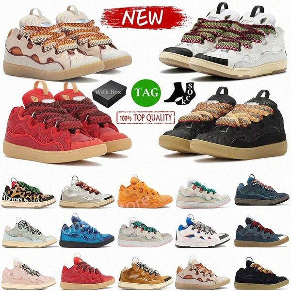 Designer Leder Curb Schuhmenschen Frauen emed Sneakers Kalb