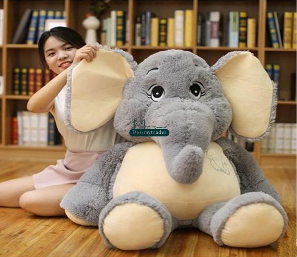 Dorimytrader fofinho animal macio elefante brinquedo de pelúcia recheado dos desenhos animados elefantes boneca travesseiro presente do bebê decoração 65 cm 95 cm 125 cm DY617021952