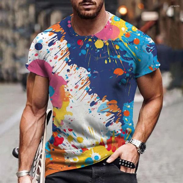 Homens camisetas Hip Hop Homem 3D Graffiti Impresso Verão Masculino Oversized Roupas Férias Casual O-pescoço Manga Curta Camiseta