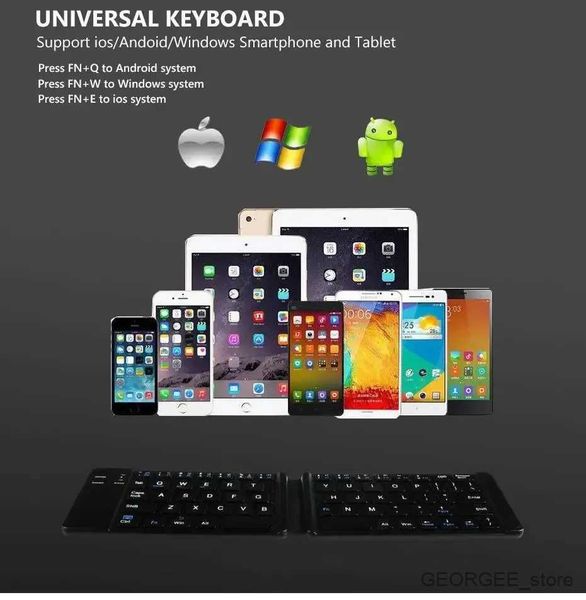 Tastiere per telefoni cellulari Mini tastiera pieghevole wireless Bluetooth leggera e pratica Tastierino wireless pieghevole per tablet