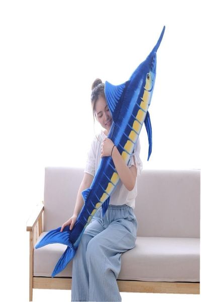1pc 100cm140cm simulação azul marlin pelúcia travesseiro macio dos desenhos animados animal tubarão boneca de pelúcia peixe para presentes decoração para casa brinquedos mx24633744