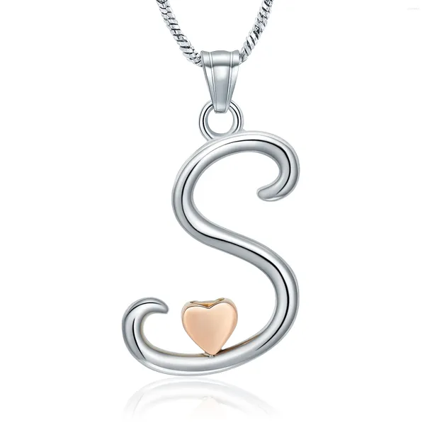 Collane con ciondolo Collana con urna Lettera S personalizzata con urne a cuore per ceneri, gioielli commemorativi per la cremazione