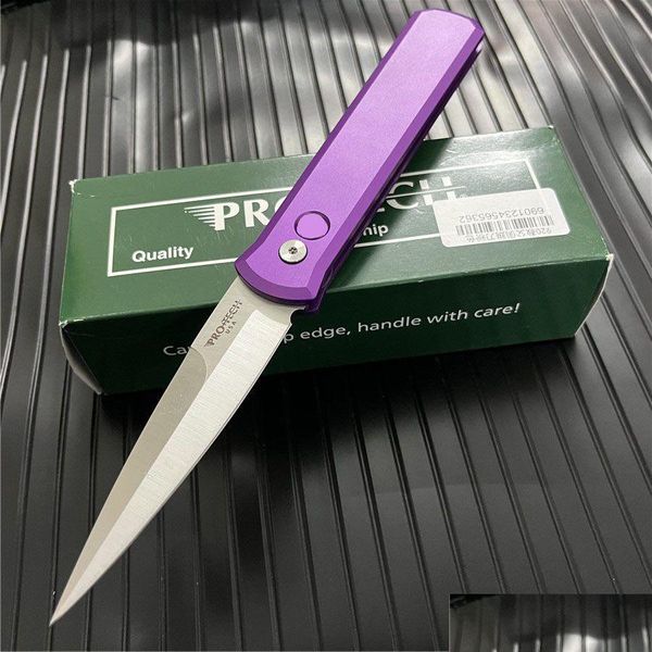 Фиолетовый Pro-Tech 920 Godfather Knife Per Тактические ножи Matic Открытый охотничий лагерь Спасательные ножи выживания 3407 Edc Прямая доставка Dhxhe