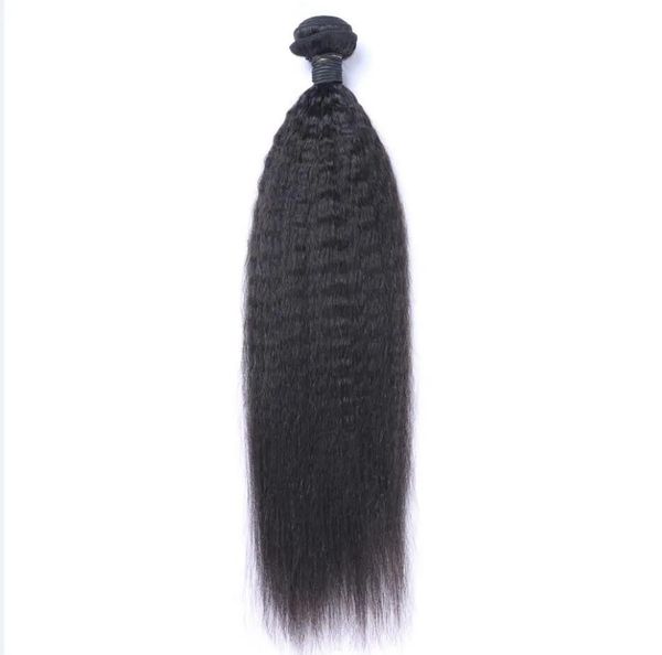 Утки малазийских натуральных человеческих волос Yaki Kinky, прямые необработанные волосы Remy, плетут двойные утки, 100 г/пучок, 1 пучок/лот, может быть окрашен Blea