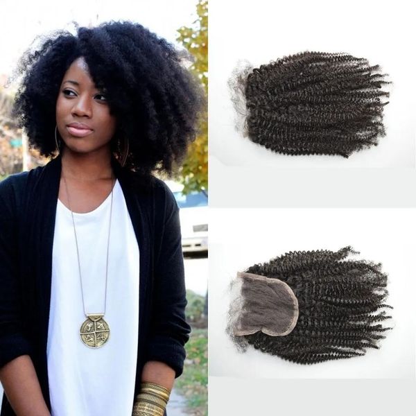 Verschlüsse Mongolischer Afro Kinky Curly Top-Spitzenverschluss 4x4 frei/2/3Teil unverarbeitetes Echthaar Kostenlose Lieferung GEASY Haarprodukte