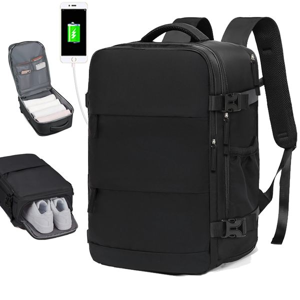 Mochila de viagem masculina aprovada pela companhia aérea à prova d'água laptop de 156 polegadas para escola feminina com compartimento para sapatos 240102