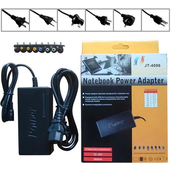 Carregadores Frete Grátis Hot Universal 96W Laptop Notebook 15V24V AC Charger Power Adapter com 8 conectores