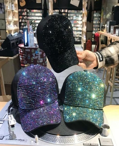 Kadın039s beyzbol şapkası rhinestone şapkaları lüks kadın bling elmas kapak geri gorras swag kız bahar yaz güneş hat2947255