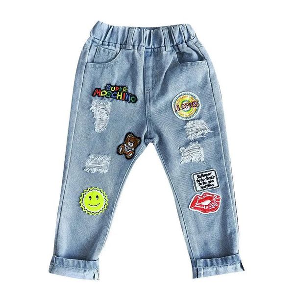 Jeans 16 anni, Pantaloni di marca Pantaloni per bambini Jeans per ragazze di moda Bambini Ragazzi Jeans strappati Pantaloni di jeans moda per bambini Neonati casual per bambini