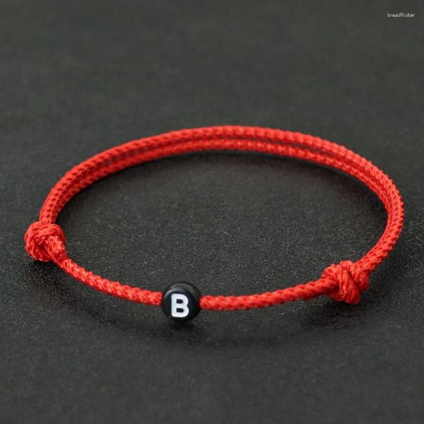 Charme Pulseiras 26 Letras Primeiro Nome Pulseira Unissex Handmade Deslizante Ajustável Lucky Red String Braslet Casal Presentes Amizade Jóias